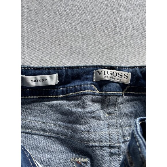 Vigoss Womens Skinny Jeans Size 0 Distressed Denim With American Flag Pockets & - Picture 6 of 8